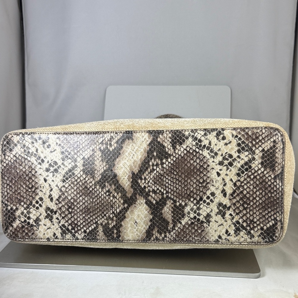 Love Moschino Brown and Cream Wool Snake Doctor Kelly Tote Satchel Bag - Picture 15 of 16